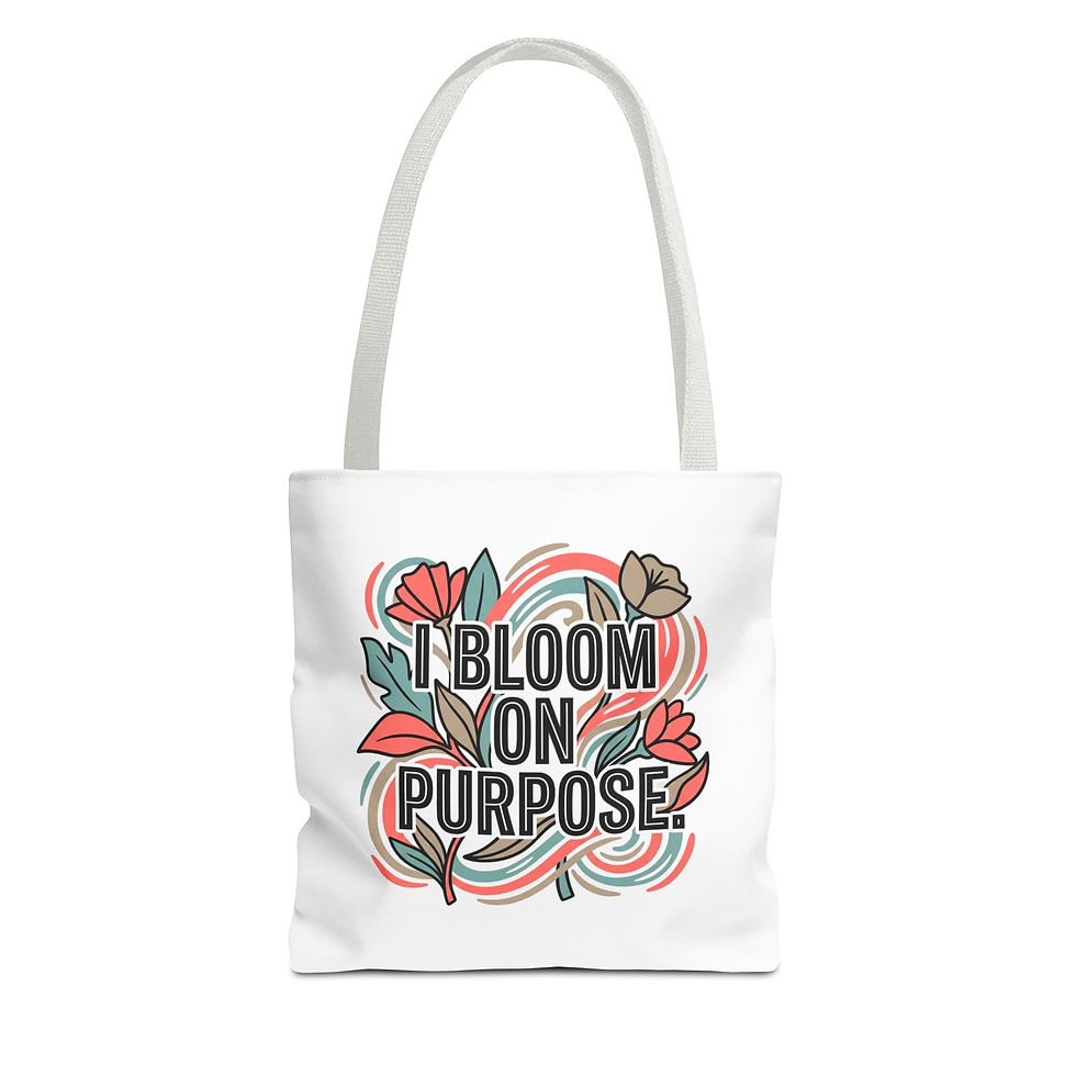 Thumbnail: Bloom On Purpose Floral Tote Bag — Inspirational Canvas Shopper