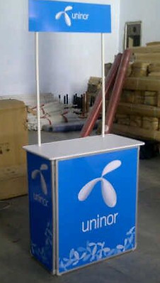 hard board folding table with header