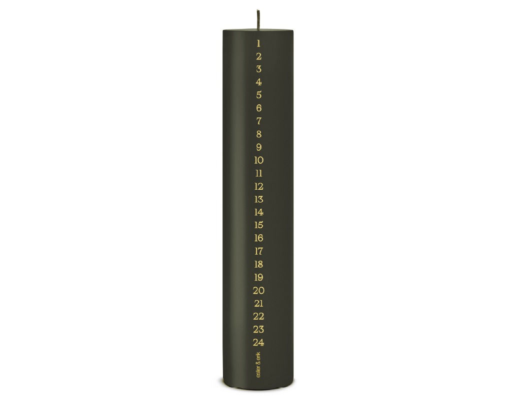 Ester & Erik Calendar Pillar Candle - 25cm - Deep Forest - 63 - Matt