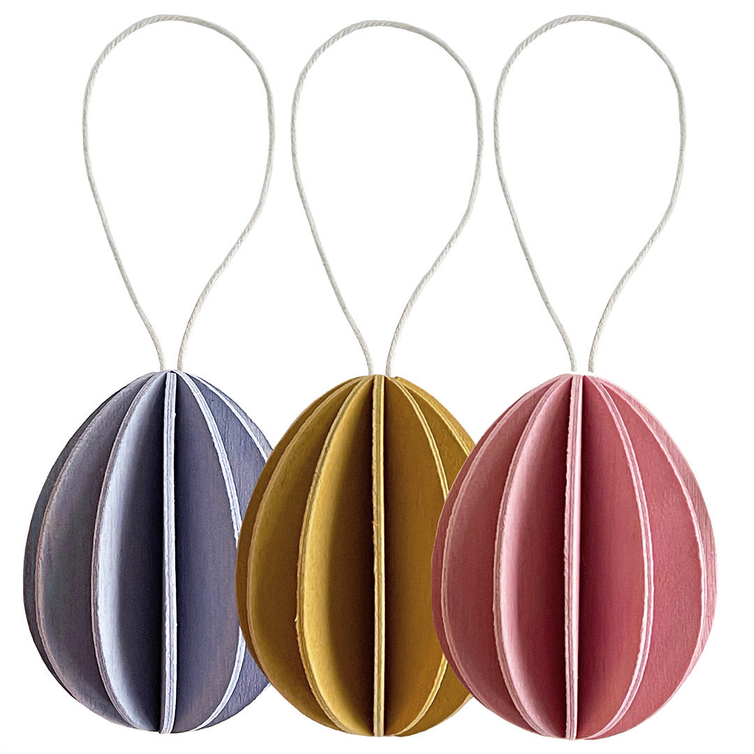 Lovi Set of 3 Easter Egg Wooden Decorations 7cm Colour Mix.