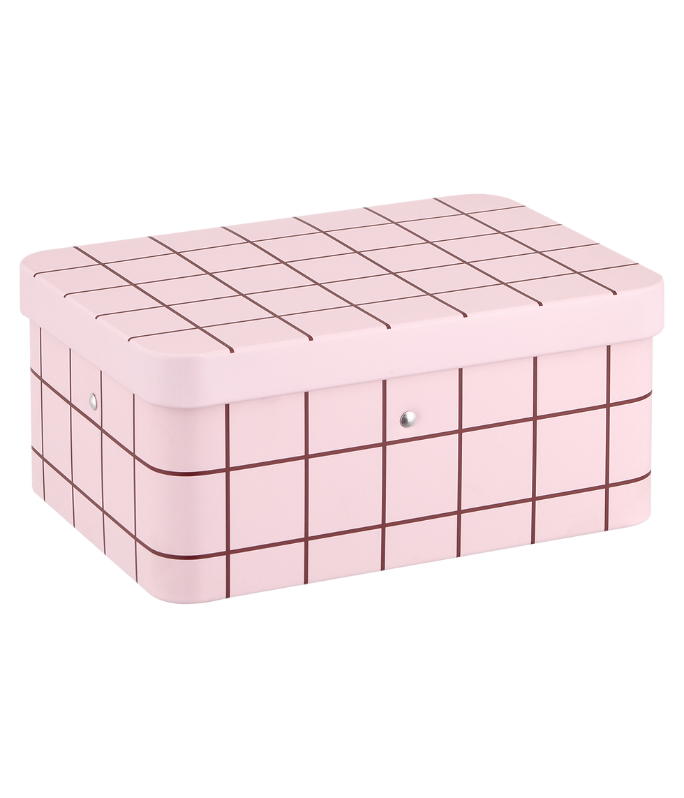 Muurla Checks/ Stripes Tea Tin - Pink