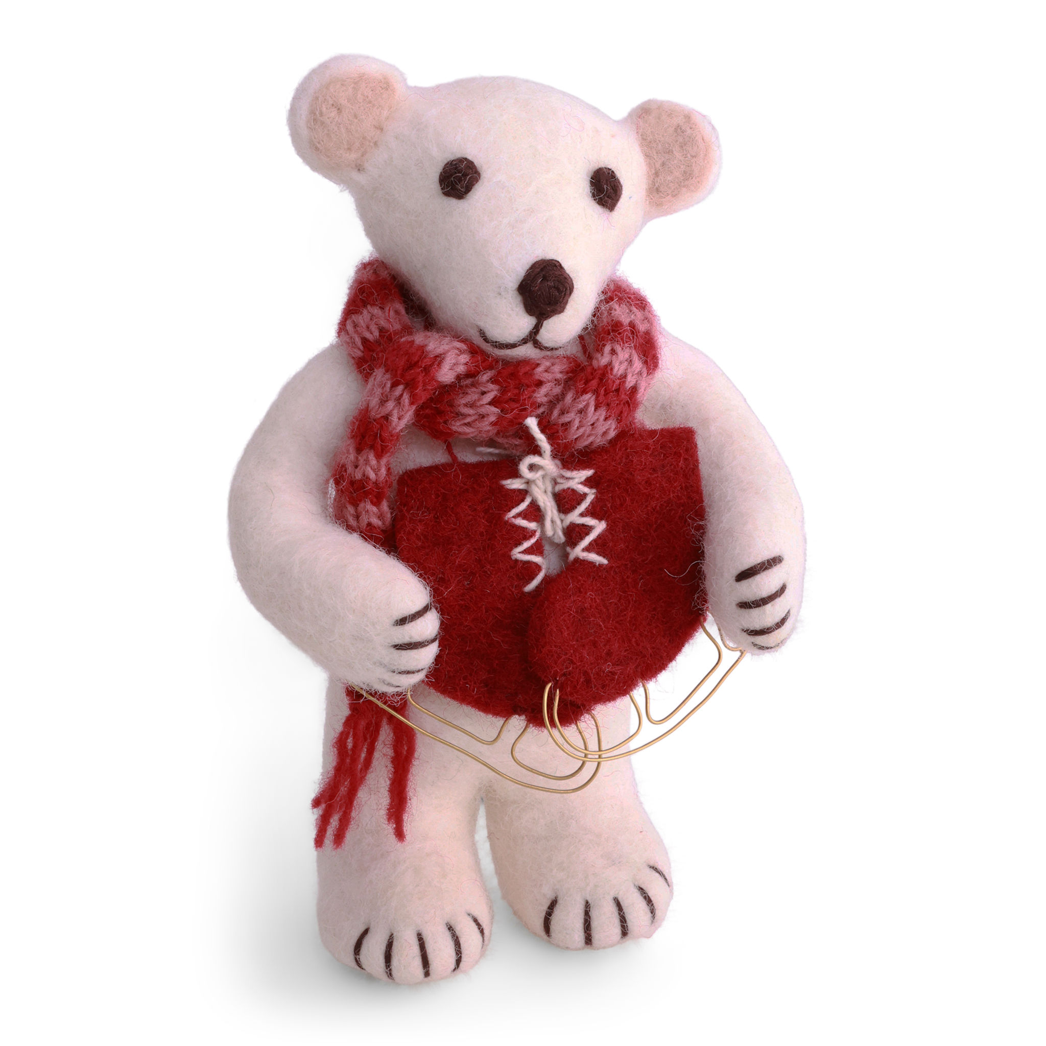 Gry & Sif Medium White Polar Bear w/Ice Skates