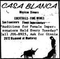 At the Casa Blanca: Mid-Century Gender-Bending Drag Shows in Glen Park