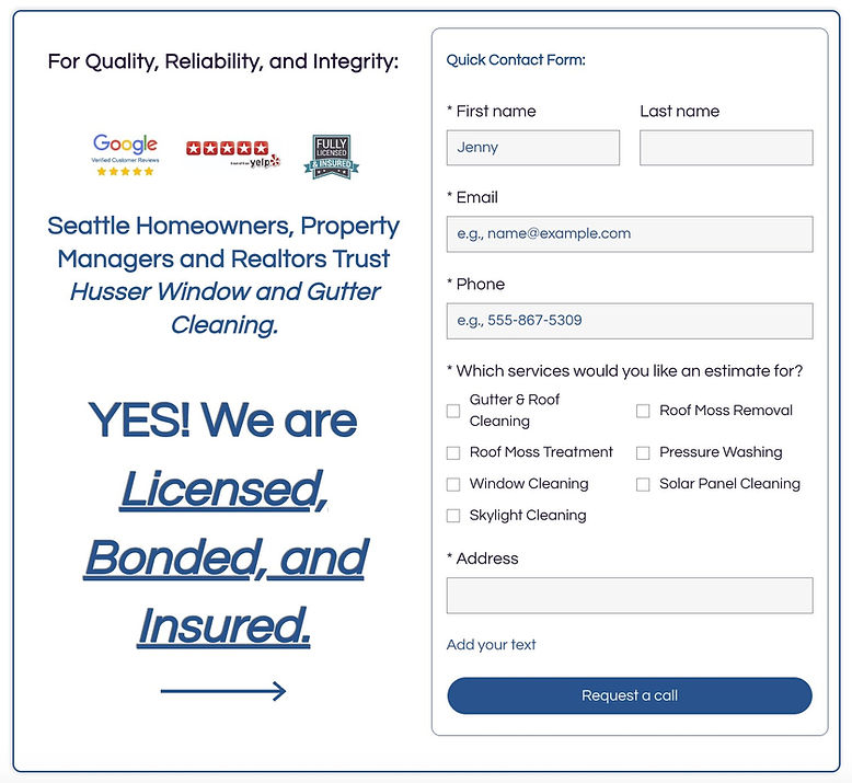 image of our quick quote contact form