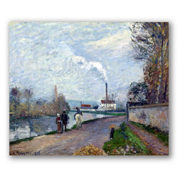 El rio oise cerca pontoise cielo gris-Copia obras de arte famosas camille pissarro