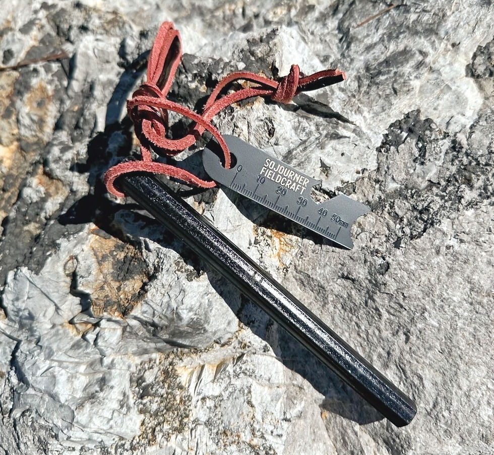 Thumbnail: 6 inch hexagonal ferro rod with leather cord and multitool striker