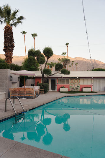 Hotel Photography and Content | Pool at Dusk in Boutique Hotel Palm Springs