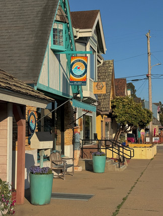 Downtown view of cambria, California with bright afternoon light