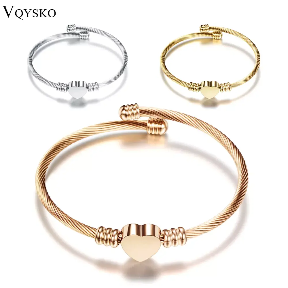 Fashion 3Colors Jewelry Women's Bijoux Bangles Stainless Steel Twisted Cable