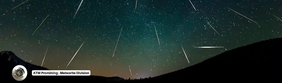 banner format. illustration about meteorites falling down to earth during a clear night