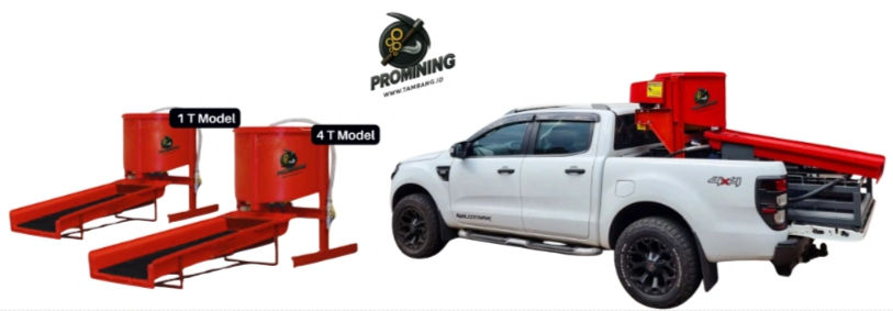 dua versi mesin dulang emas otomatis dari promining