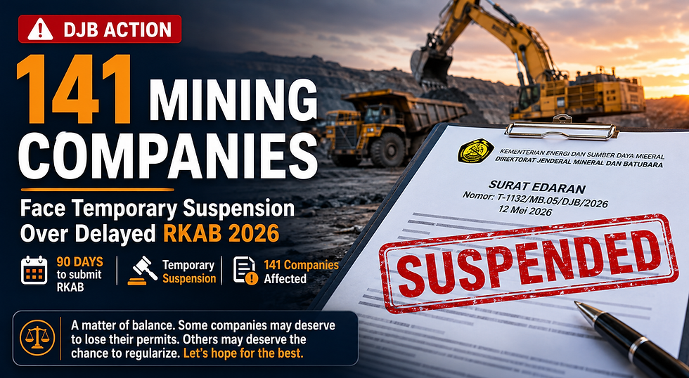 DJB Suspends 141 Mining Companies Over Delayed RKAB 2026 Submission