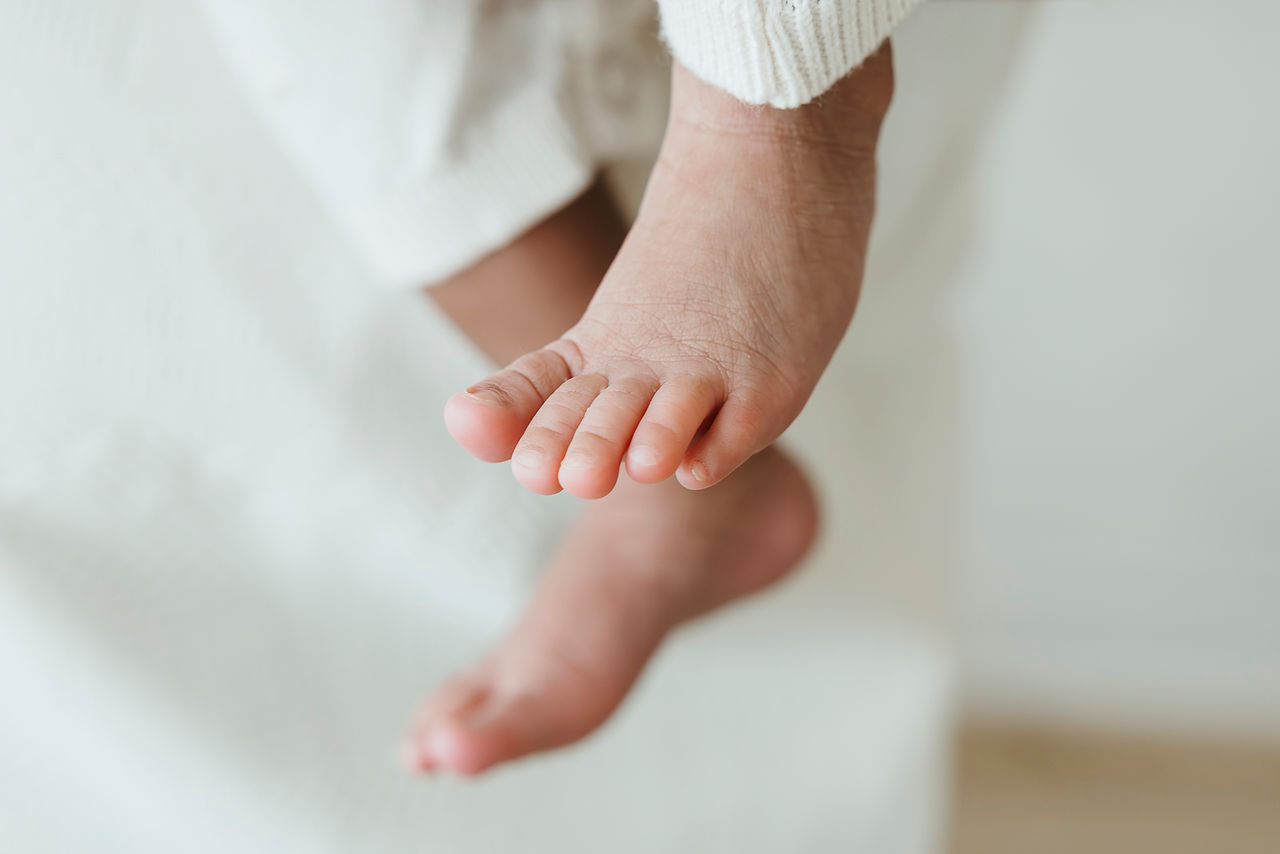 A newborn baby's feet