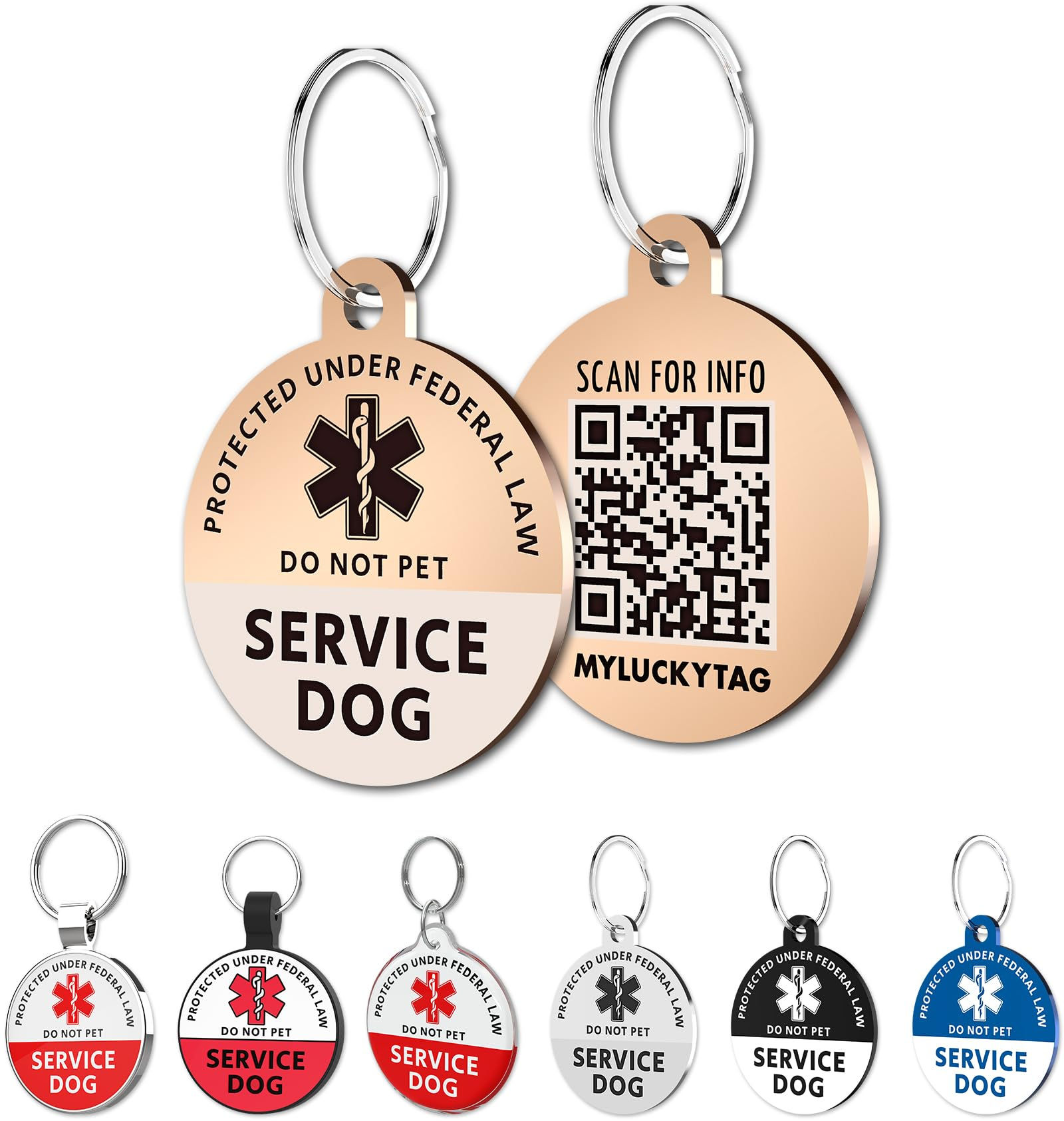 MYLUCKYTAG Service Dog Tag QR Code Stainless Steel Pet ID Tag Dog Tag Online Pet