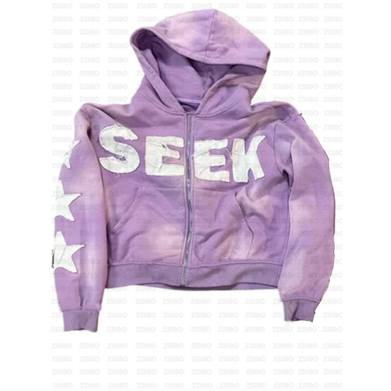 Thumbnail: Retro Letter Digital Print Hooded Sweatshirts