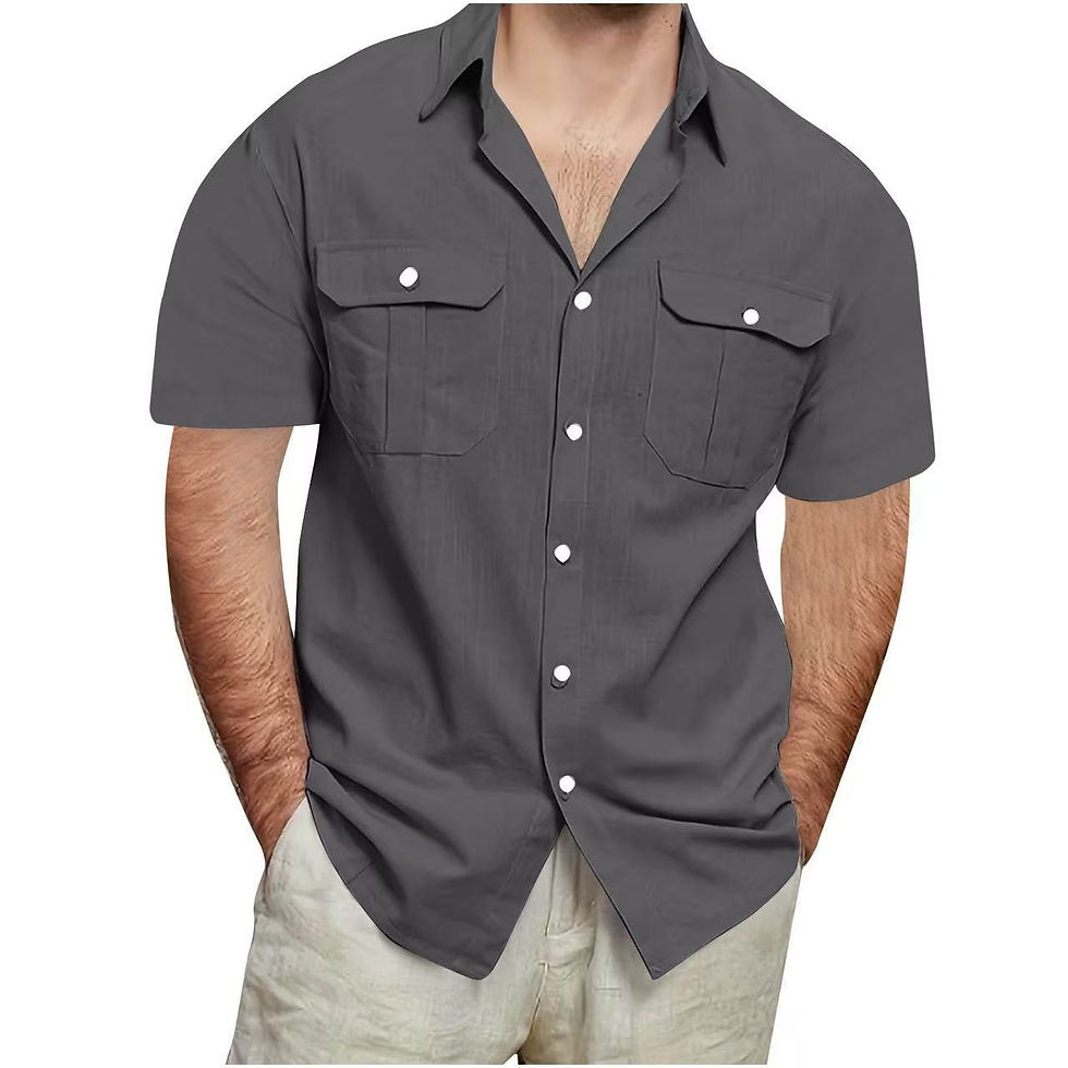Thumbnail: Mens Short Sleeve Linen Cotton Shirt