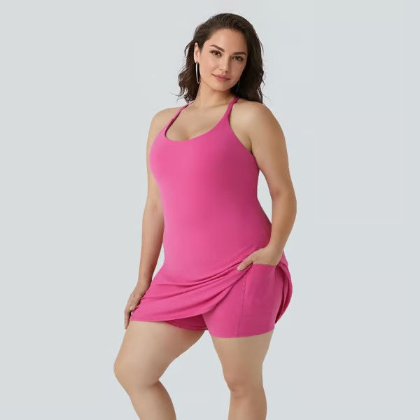 Thumbnail: Women's Anti-Exposure Sports Dress with Built-in Shorts and Pockets