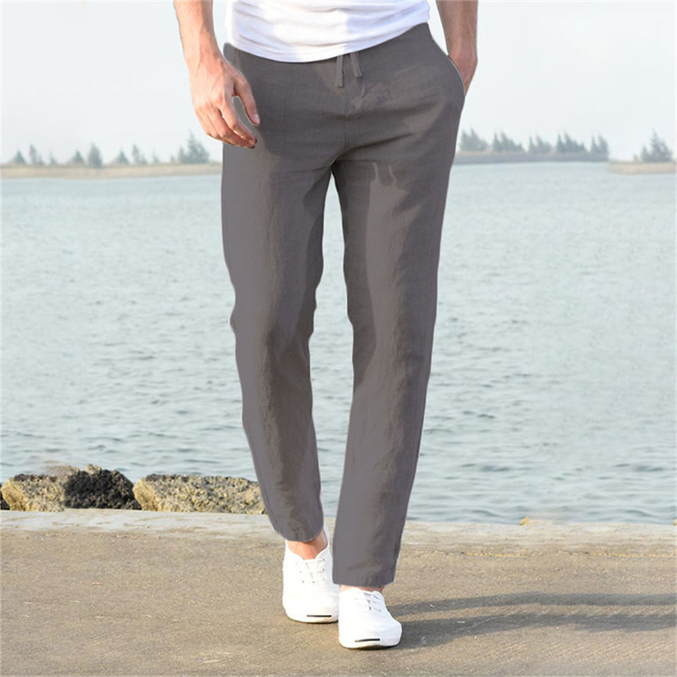 Thumbnail: Men's Cotton Linen Pants Male Autumn New Breathable Solid Color Linen Trousers