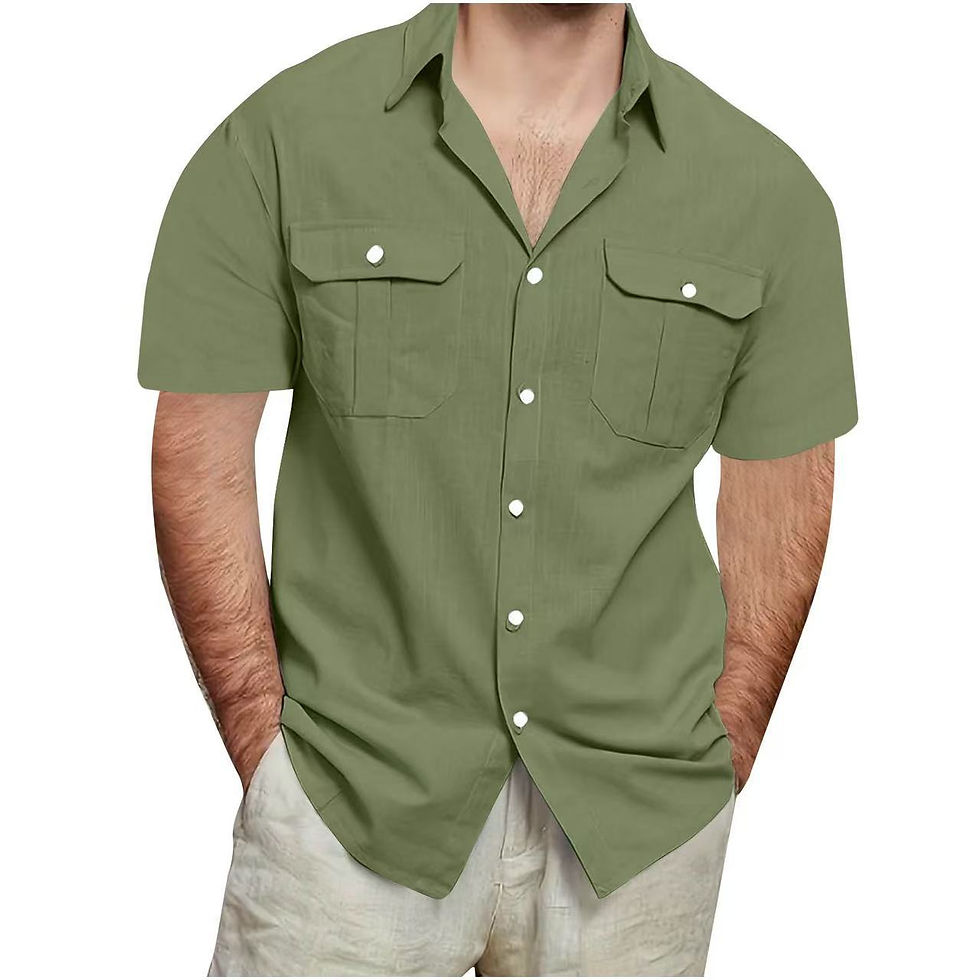 Thumbnail: Mens Short Sleeve Linen Cotton Shirt