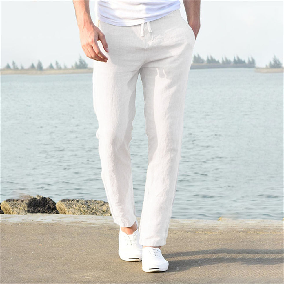 Thumbnail: Men's Cotton Linen Pants Male Autumn New Breathable Solid Color Linen Trousers