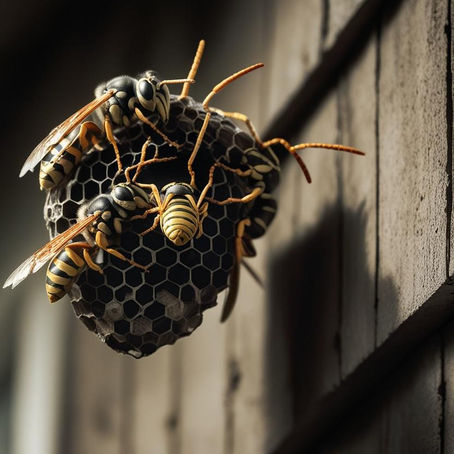 Wespen an einem Nest
