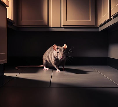 foto mit einer ratte in einer küche