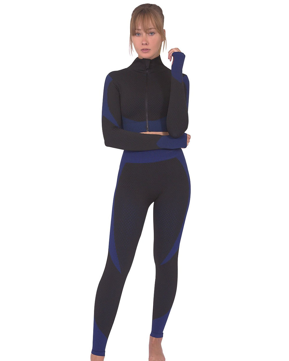 Miniatura: Trois Seamless Sports Bra - Black With Navy