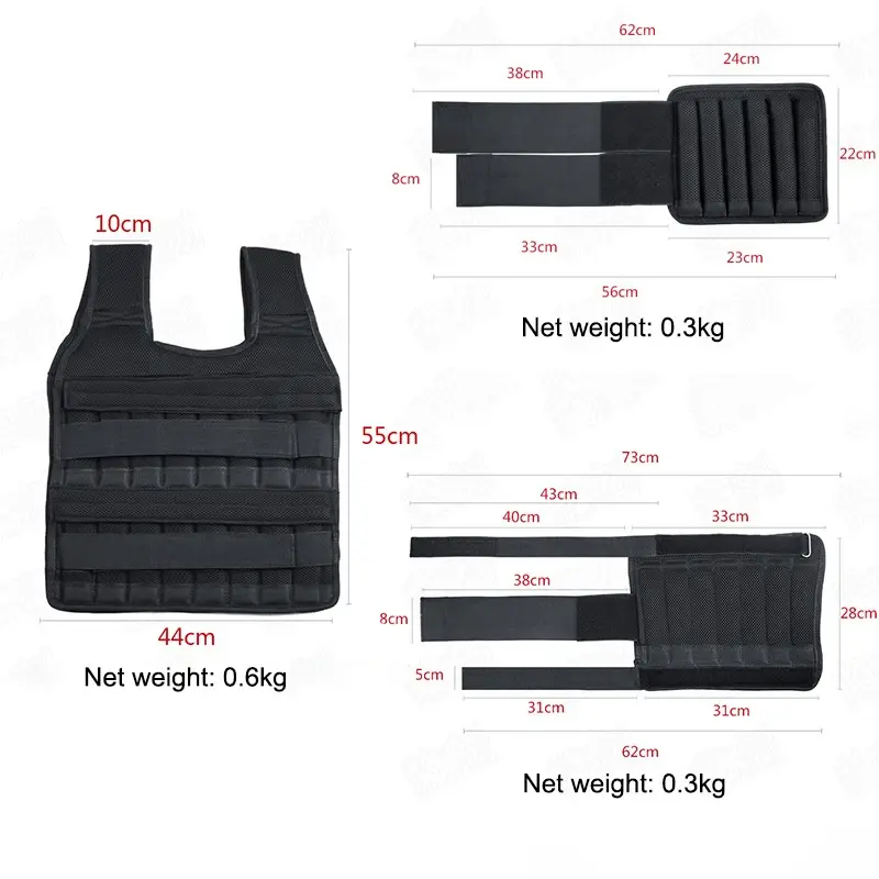 Miniatura: New 15/35kg Adjustable Loading Weight Vest Boxing Training Jacket Gym Fitness