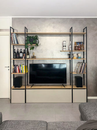 Libreria Jail Ferro e legno industriale