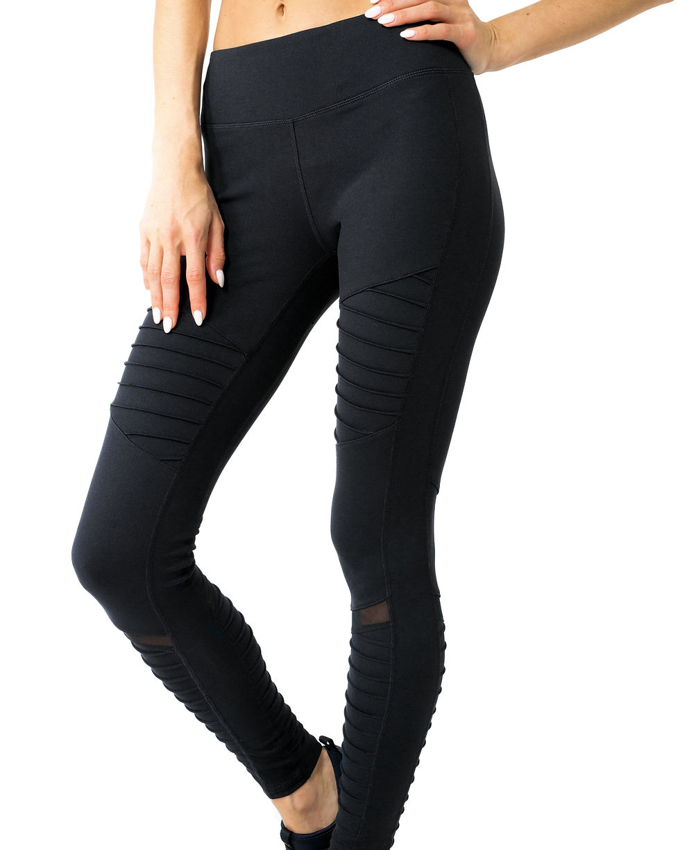 Thumbnail: Low-Waisted Ribbed Leggings With Hidden Pocket and Mesh Panels