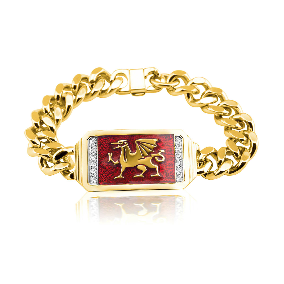 Wales Forever Mens Crystal ID Bracelet