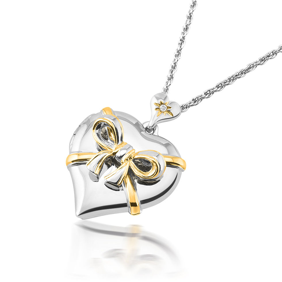 Thumbnail: My Daughter, My Heart, My Love, Gift Of Love Diamond Bow Locket Pendant