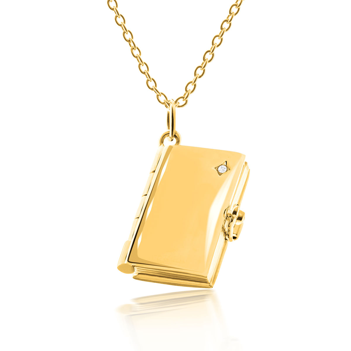 Plain Diamond Book Locket Pendant For Grandmothers