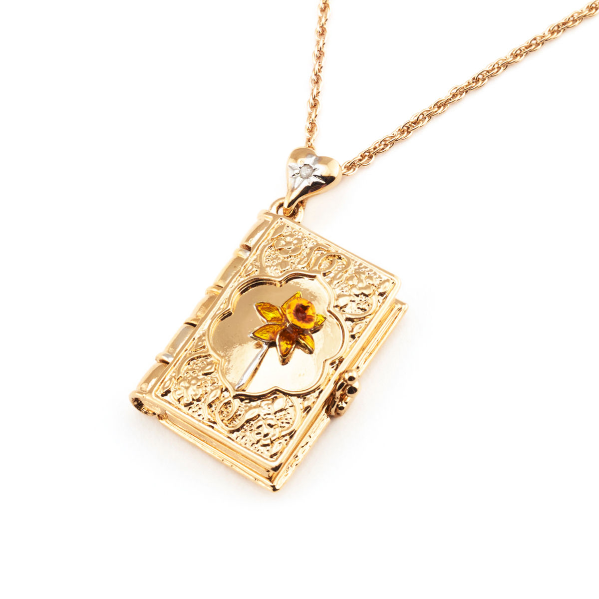 Daffodil Diamond Book Locket Pendant