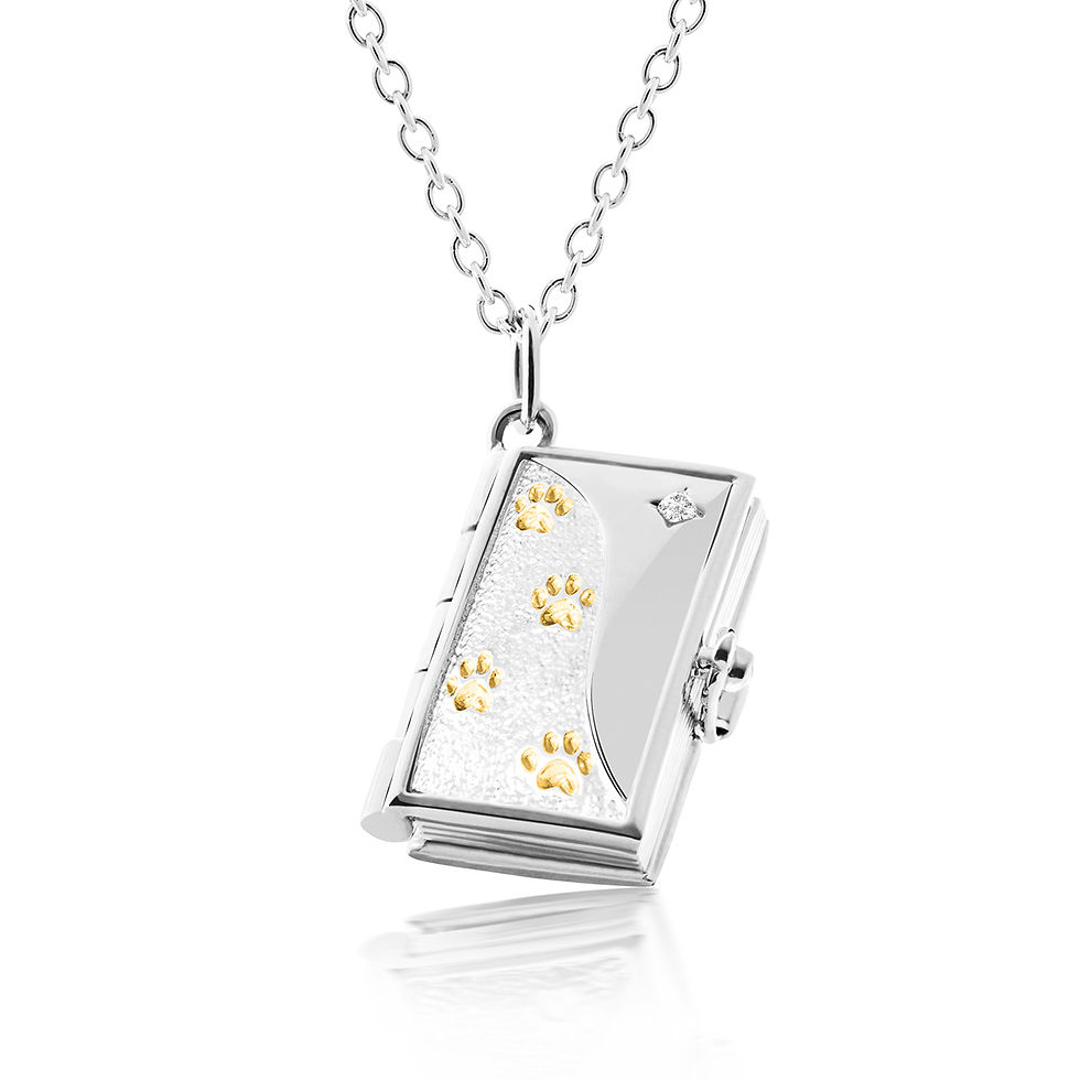 Thumbnail: Pawprints On Your Heart Diamond Locket Pendant