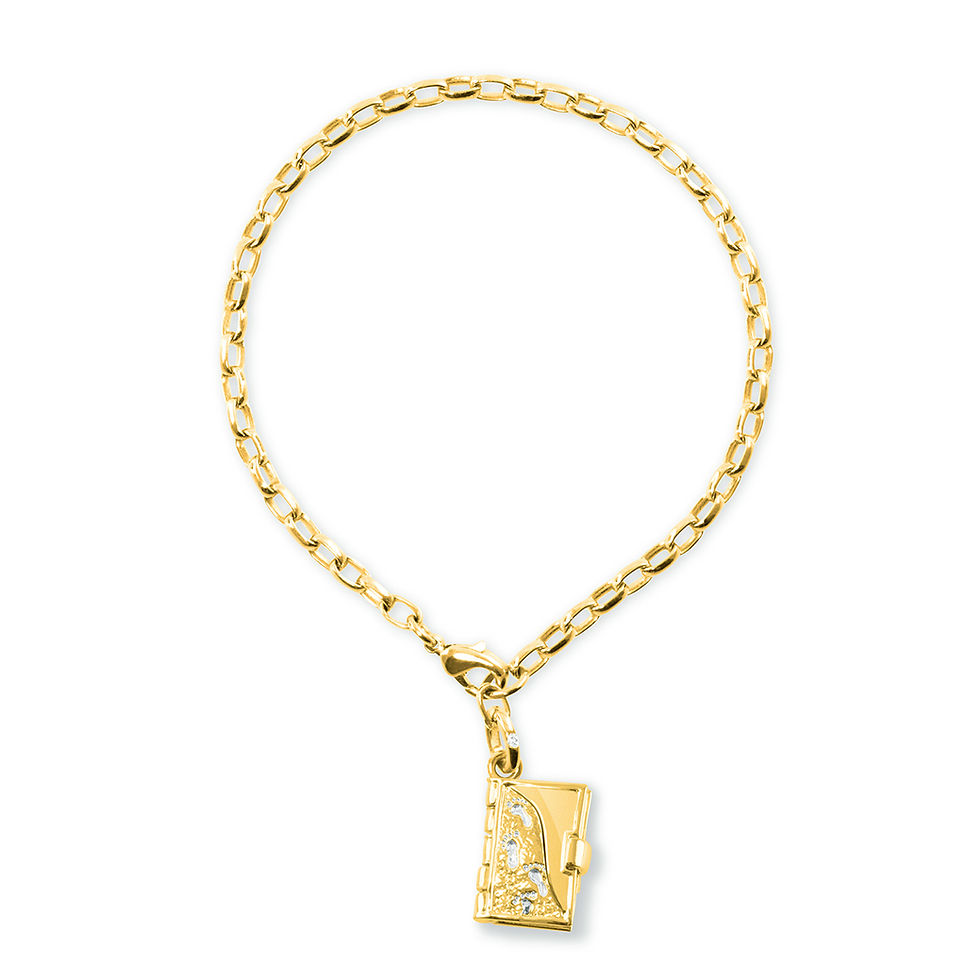 Footprints In The Sand Diamond Book Locket Bracelet
