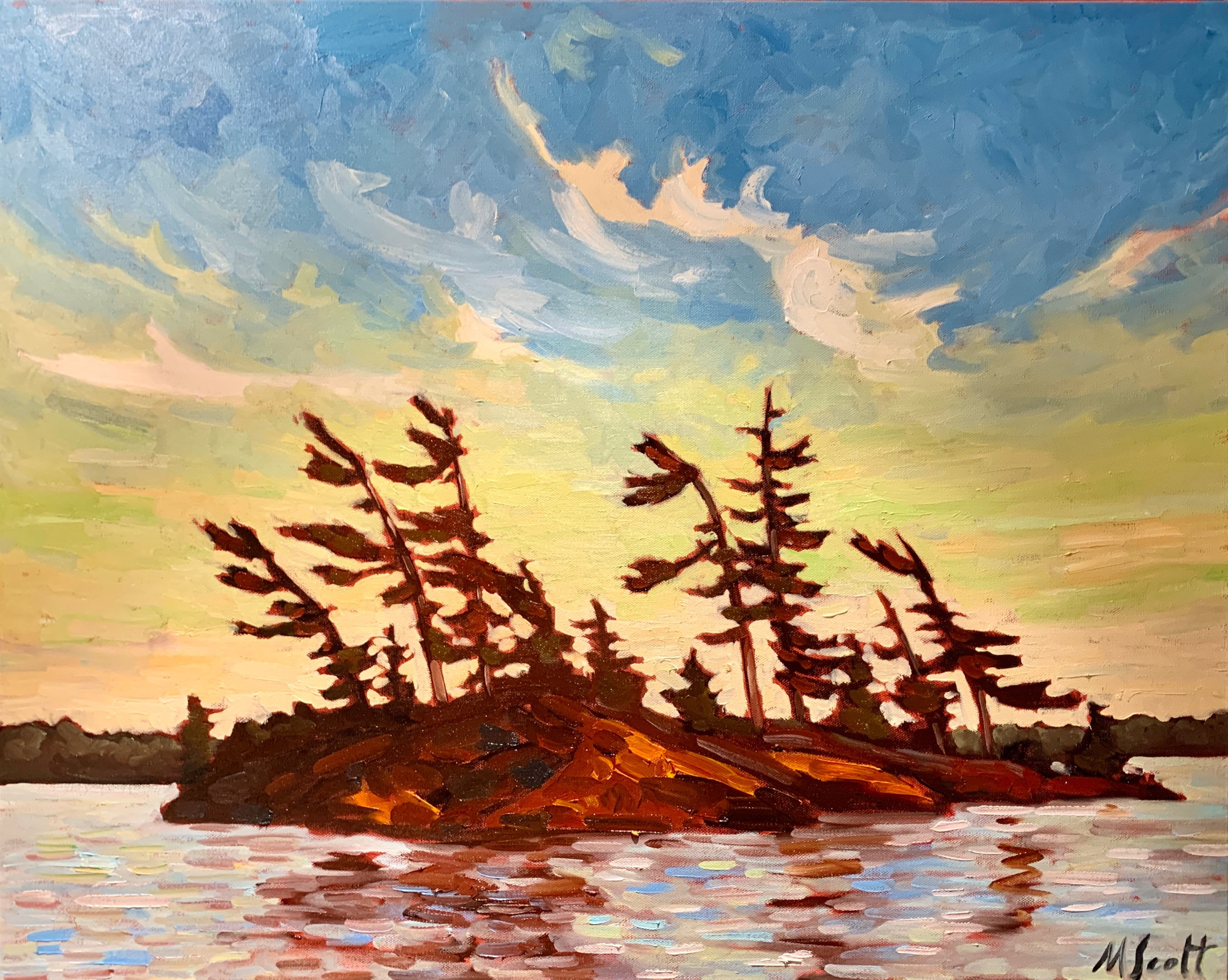 24x30” Original Oil Painting Muskoka “Red Island”