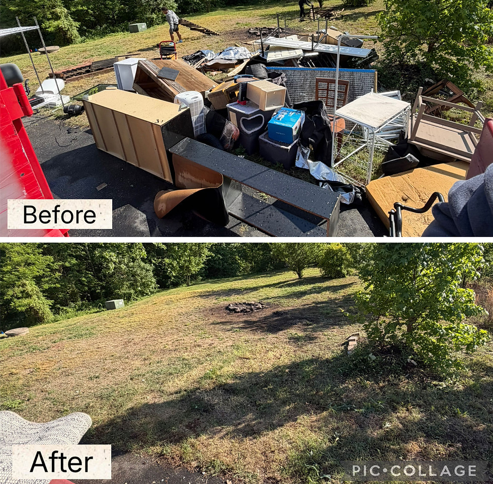 Before and after junk removal by Fredericksburg's trusted company.