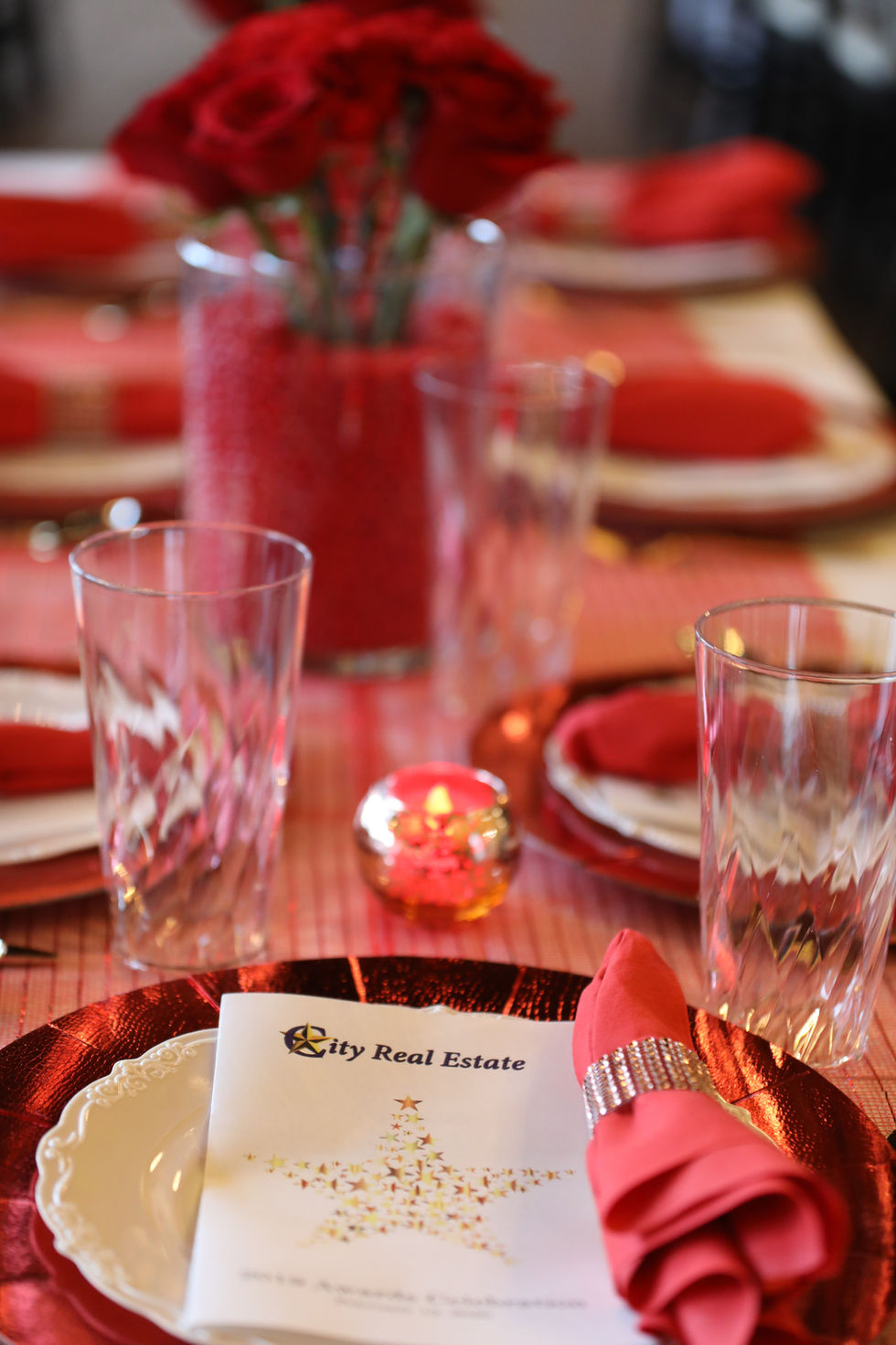 Portrait of a place setting for a city real estate event