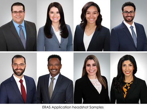 ERAS professional headshot samples for medical residency applications