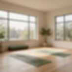 Sunlit studio for yoga in Elora with mats and plants.