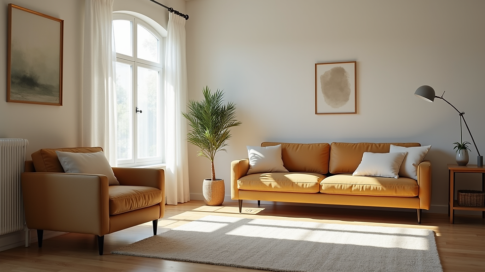 eye-level view of a living room with furniture ready for clearance