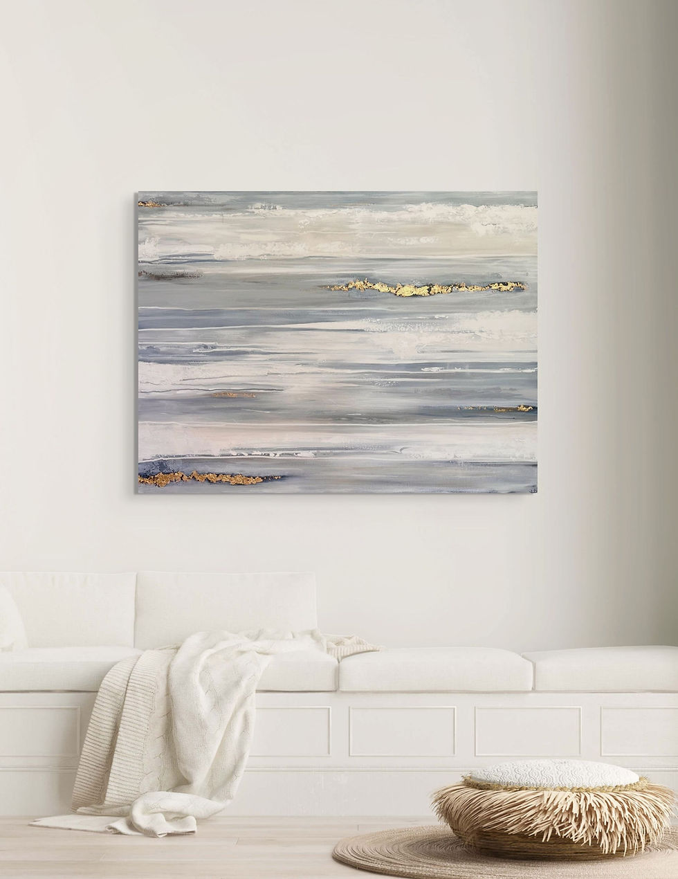 Thumbnail: Tideloom: Abstract with Gold leaf, blue 30x40