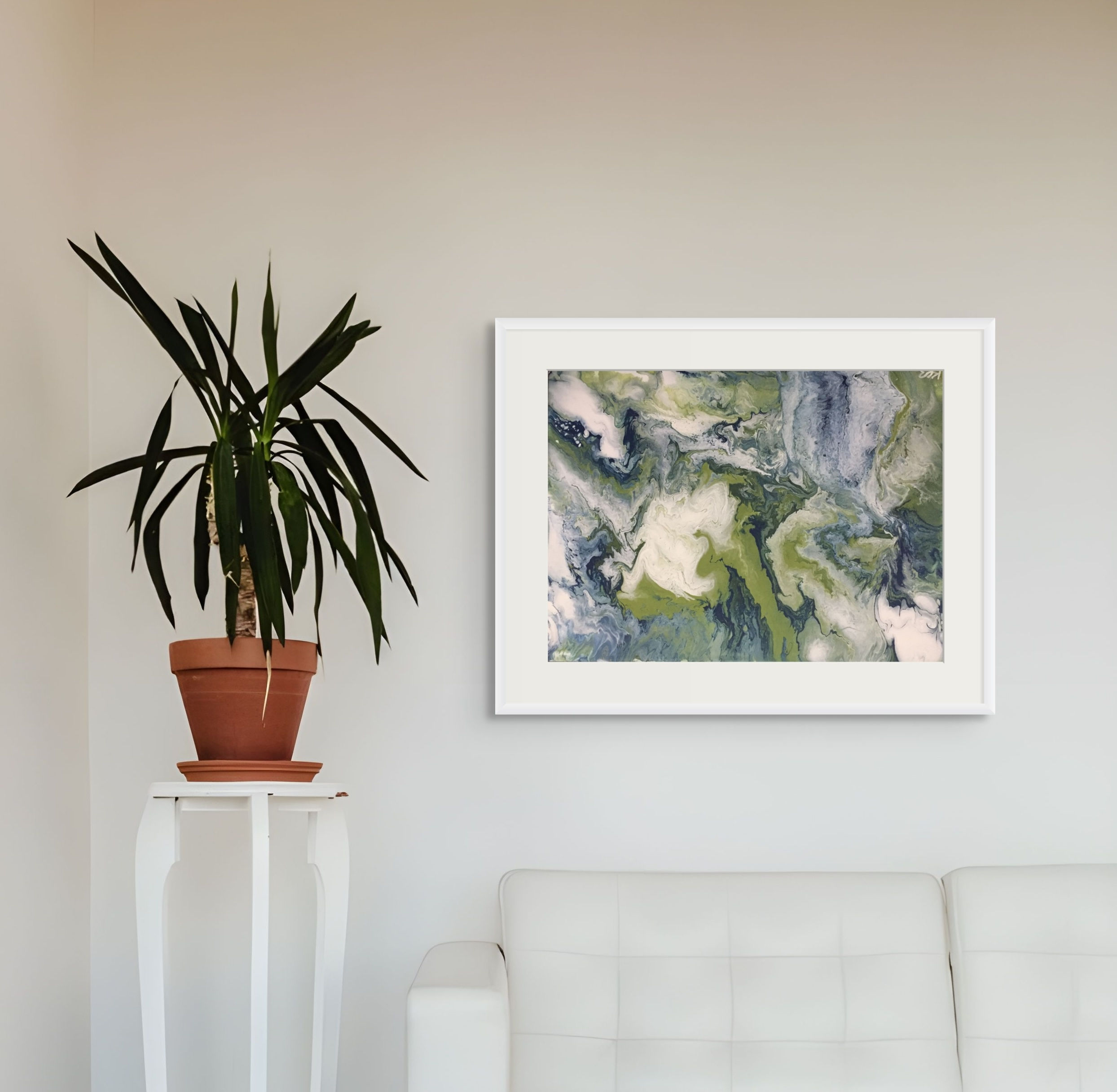 Print of Green and Blue Fluid Abstract, 8x10