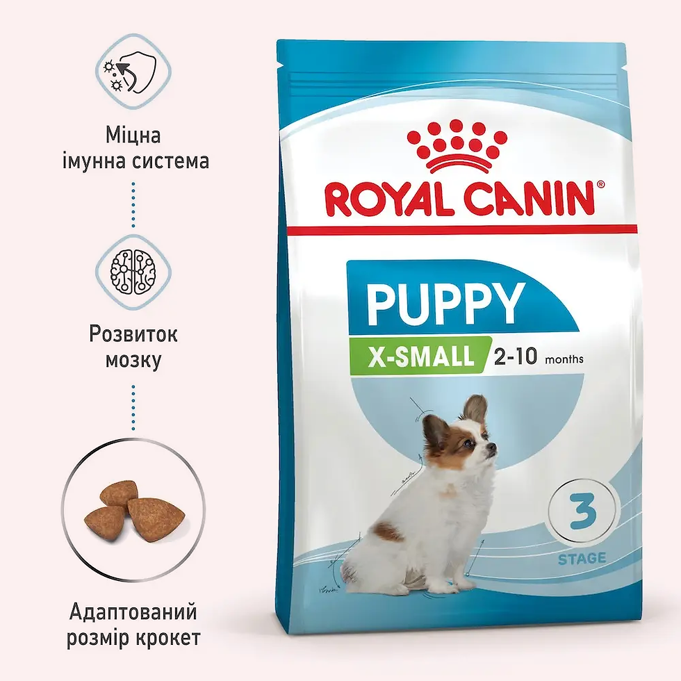 Прев'ю: Набір корму для цуценят Royal Canin X-Small Puppy 1.5кг + 4 pouch вологого корму