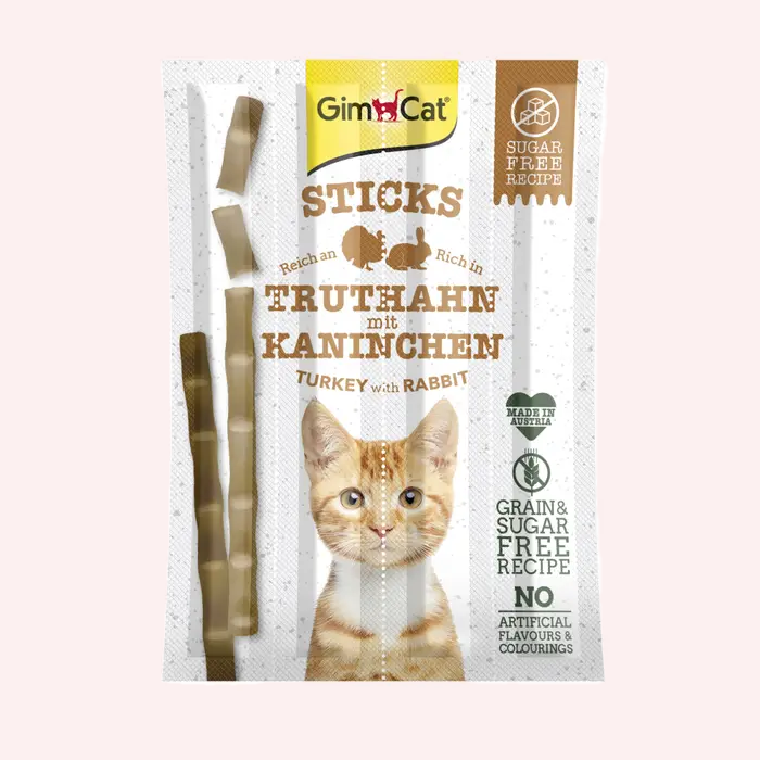 Ласощі для котів GimCat Sticks 4 шт - індичка та кролик