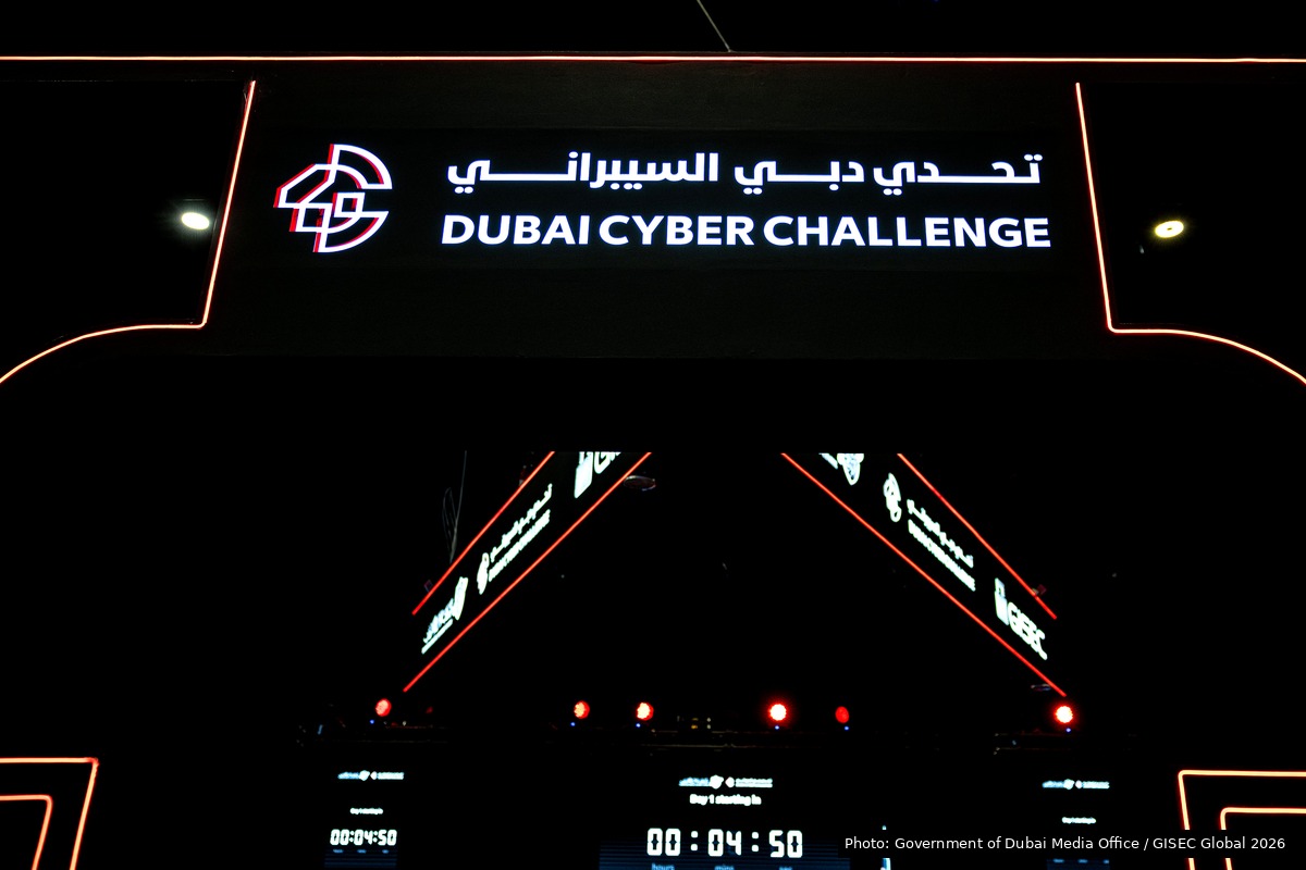 Dubai Cyber Challenge 2026 branded stage at GISEC Global, official press photo