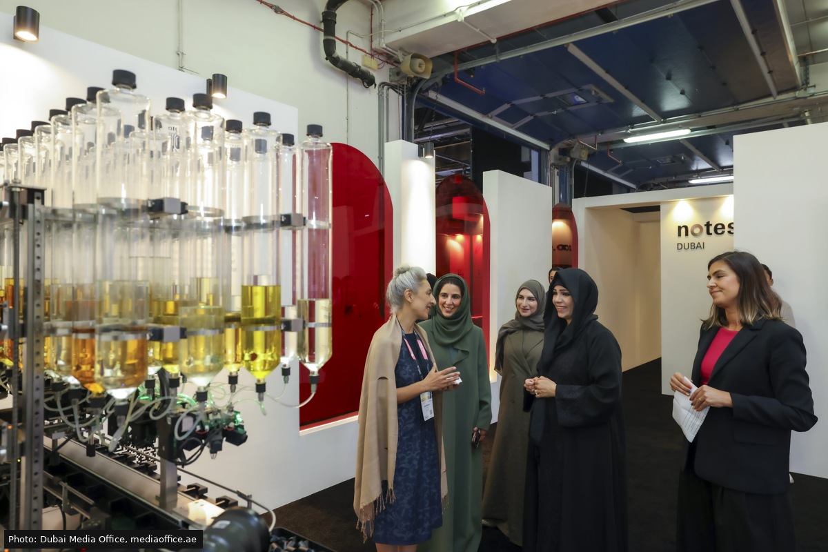 Fragrance display and notes DUBAI signage at Beautyworld Dubai 2026
