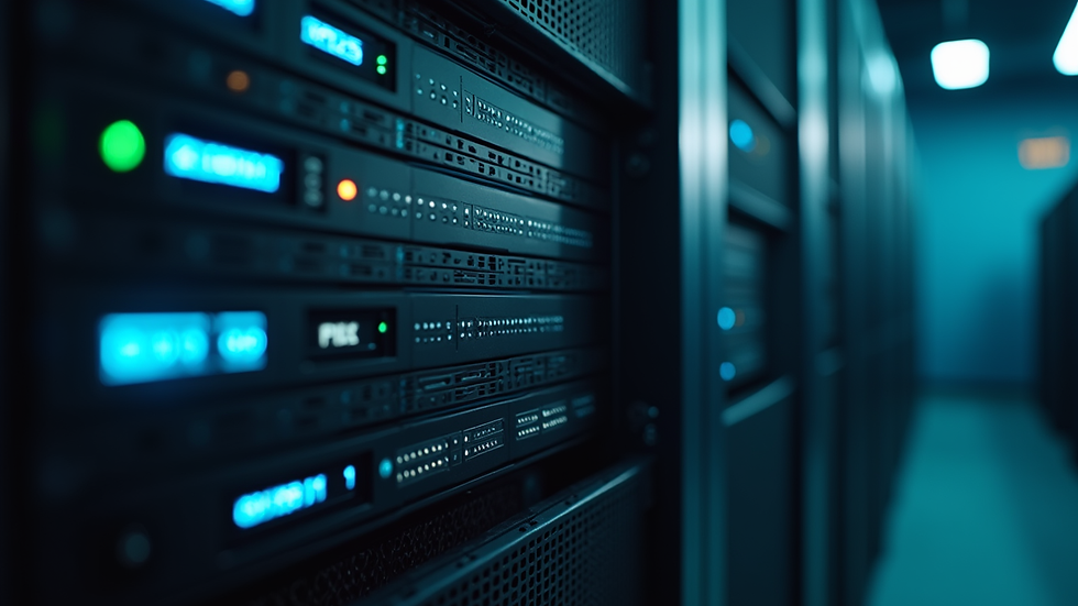 Close-up view of a blockchain node server rack