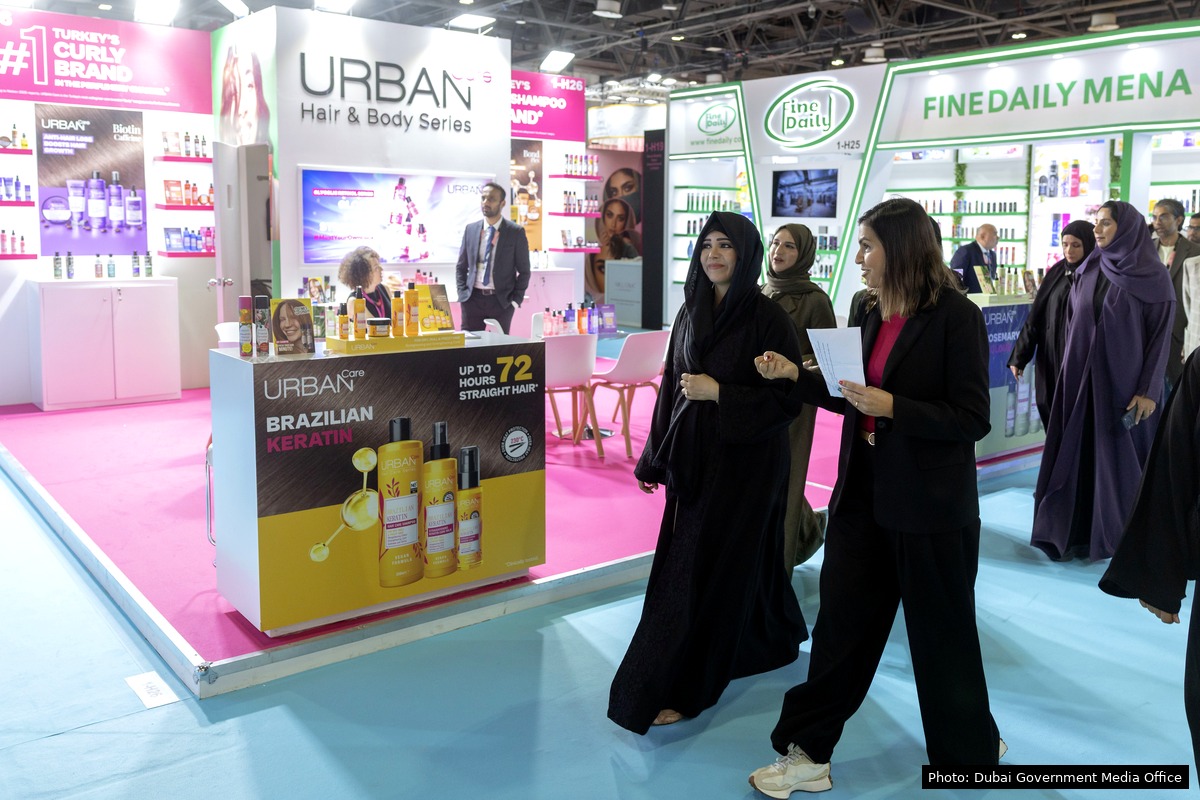 Beautyworld Dubai exhibition floor at the Urban Hair and Body Series booth